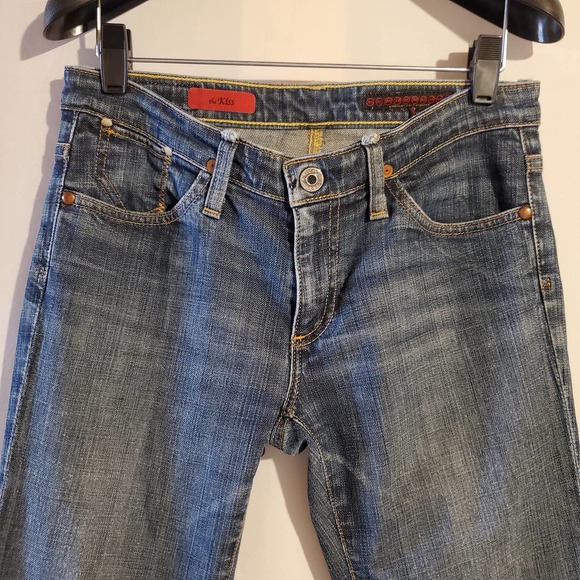 AG Adriano Goldschmied The Kiss Straight Leg Medium Stone Wash Jeans Women's 27R - Picture 2 of 9